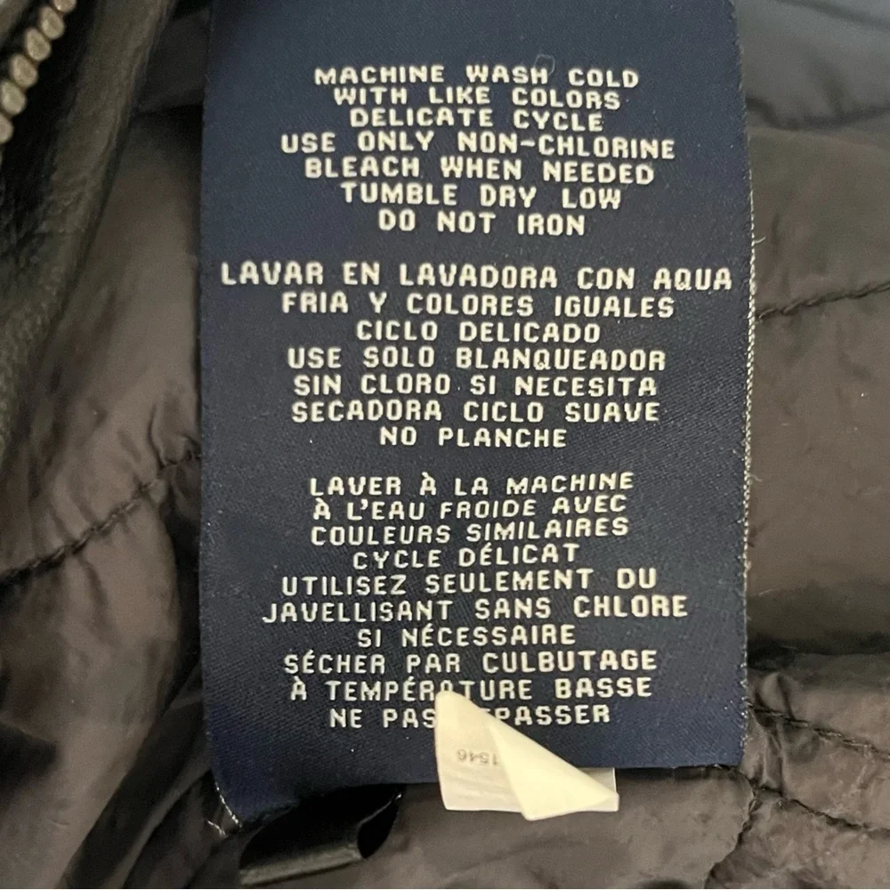 Cozy Dockers Bomber Jacket Faux Leather Brown Quilted Lining Size L - Picture 5 of 14